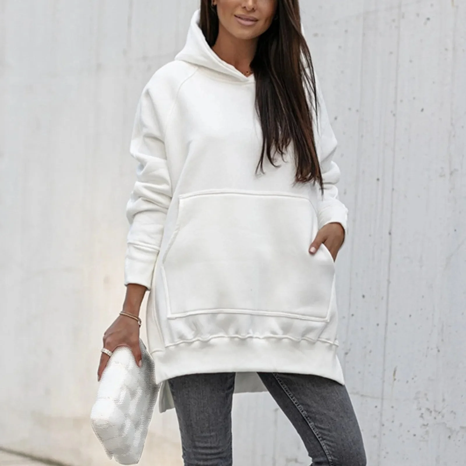 Erika | Loose hooded sweatshirt with opening - Image 3